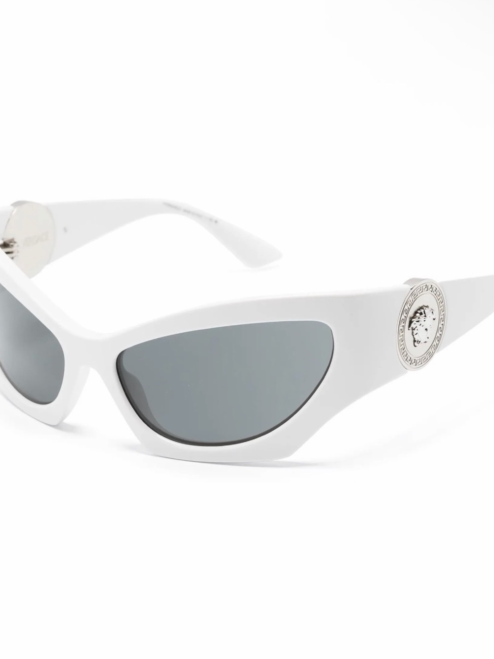Versace White Cat-Eye Sunglasses with Silver Medusa Emblem